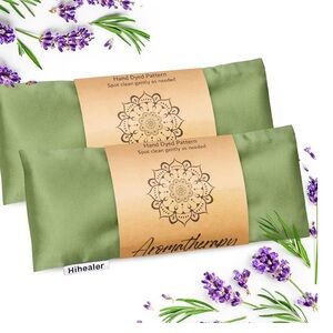NEW HIHEALER Aromatherapy Eye Pillow/Weighted Eye Mask, Green Silk